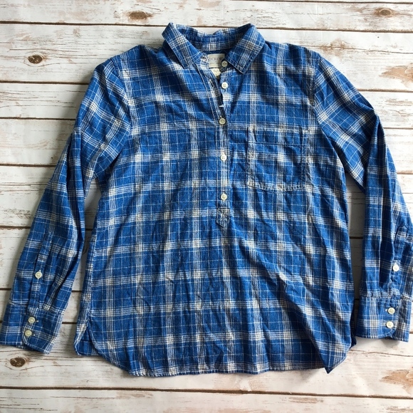 J. Crew Factory Tops - J Crew Petite homespun popover shirt in boy fit. S